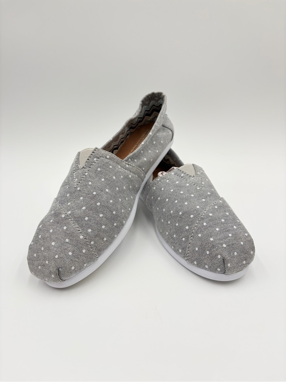 Toms Grey Polka Dot Canvas Slip-ons Shoes Size W 7